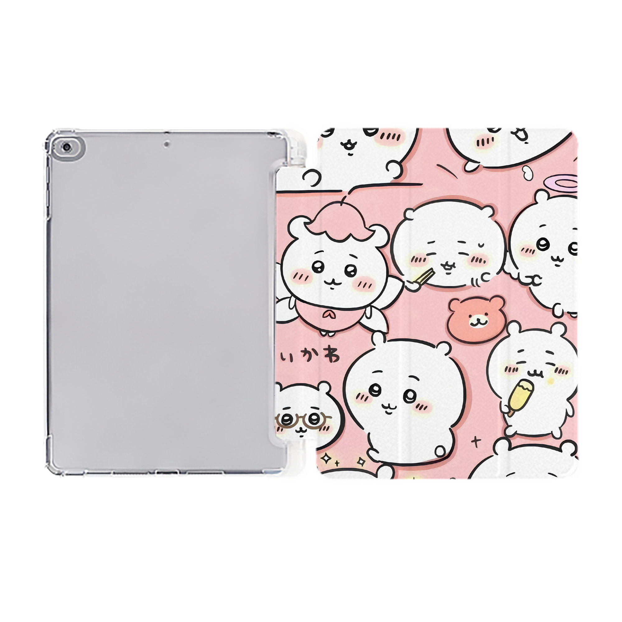 （画像用） ちいかわ Chii-kawa IPad ケース ペン収納付き 三つ折りスタンド PUレザー×シリコン 対応機種9.5/10.5/10.9インチ